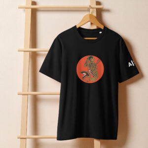 Embers 757 Mermaid Black ribbed neck t-shirt