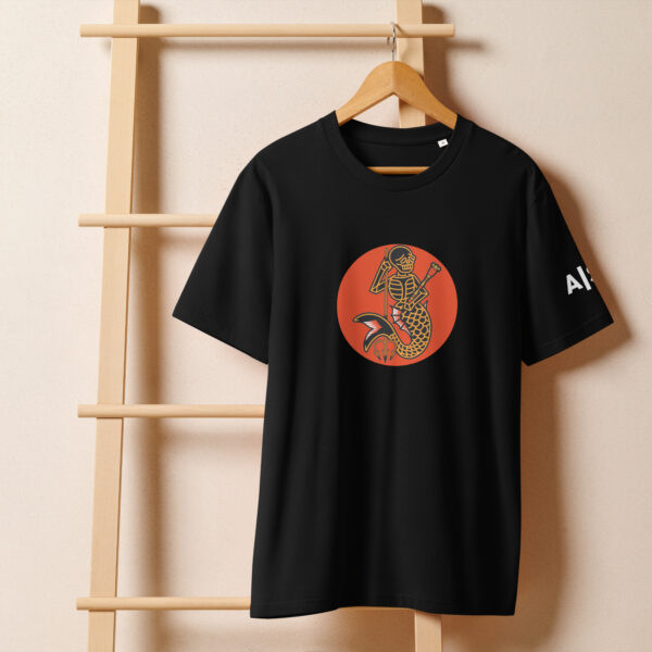 Embers 757 Mermaid Black ribbed neck t-shirt